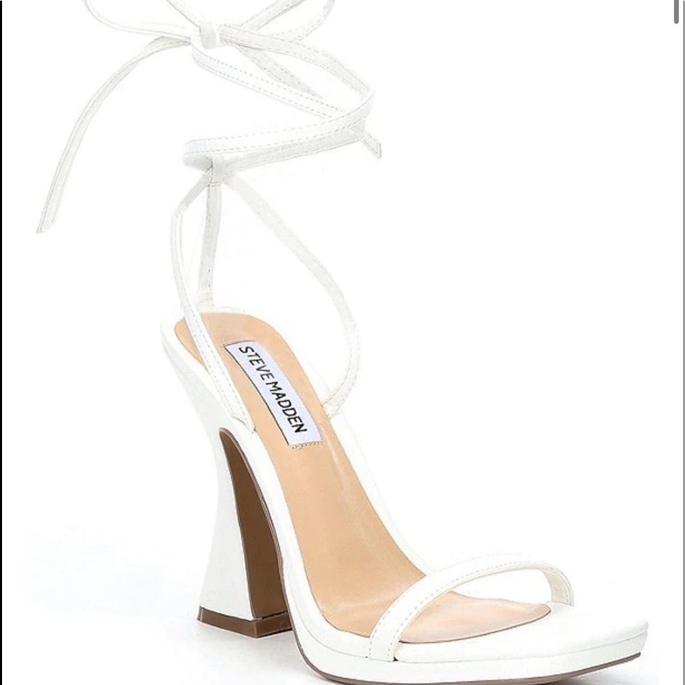 Lafayette Ankle Wrap Square Toe Sculptural Heel Dress Sandals STEVE MADDEN